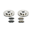 KOE1604 Front Brake Disc and Pad Kit, Natural Finish, Plain Surface, 4 Lugs, 256 mm, Ceramic, OE Replacement