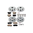 KOE1715 4-Wheel Set Front and Rear Brake Disc and Pad Kit, Plain Surface, 5 Lugs, 12.6 in., Ceramic, Z17 OE Replacement