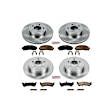 KOE1924 4-Wheel Set Front and Rear Brake Disc and Pad Kit, Plain Surface, 5 Lugs, Ceramic, Four Wheel Drive, For Models with Steel Piston Rear Calipers, Z17 OE Replacement Series