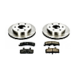 KOE1970 Front Brake Disc and Pad Kit, Natural Finish, Plain Surface, 6 Lugs, 295 mm, Ceramic, OE Replacement