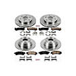 KOE2010 4-Wheel Set Front and Rear Brake Disc and Pad Kit, Plain Surface, 6 Lugs, 12.01 in. and 12.76 in., Ceramic, Z17 OE Replacement