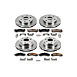 KOE2015 4-Wheel Set Front and Rear Brake Disc and Pad Kit, Plain Surface, 6 Lugs, 12.01 in. and 12.99 in., Ceramic, Z17 OE Replacement