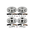 KOE2016 4-Wheel Set Front and Rear Brake Disc and Pad Kit, Plain Surface, 6 Lugs, 12.01 in. and 12.99 in., Ceramic, OE Replacement