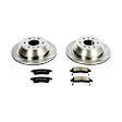 KOE2050 Rear Brake Disc and Pad Kit, Natural Finish, Plain Surface, 6 Lugs, 324 mm, Ceramic, OE Replacement