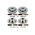 4-Wheel Set Power Stop&reg; KOE2085 Front and Rear OE Stock Replacement Low-Dust Ceramic Brake Pad and Rotor Kit