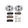 KOE2092 Rear Brake Disc and Pad Kit, Natural Finish, Plain Surface, 5 Lugs, 303 mm, Ceramic, OE Replacement