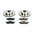 KOE2139 Front Brake Disc and Pad Kit, Natural Finish, Plain Surface, 6 Lugs, 287 mm, Ceramic, OE Replacement