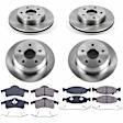 2000 Jeep Grand Cherokee - Front and Rear Brake Disc and Pad Kit, Natural Finish, Plain Surface, 5 Lugs, 305 mm, Ceramic, Original Style Teves Front Caliper casting # 4835, Z17 OE Replacement