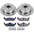 KOE2192 Rear Brake Disc and Pad Kit, Natural Finish, Plain Surface, 6 Lugs, 312 mm, Ceramic, Z17 OE Replacement