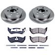 KOE2197 Rear Brake Disc and Pad Kit, Natural Finish, Plain Surface, 5 Lugs, 285 mm, Ceramic, OE Replacement