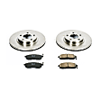 KOE2282 Front Brake Disc and Pad Kit, Natural Finish, Plain Surface, 5 Lugs, 296 mm, Ceramic, OE Replacement