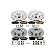 4-Wheel Set Power Stop&reg; KOE2297 Front and Rear OE Stock Replacement Low-Dust Ceramic Brake Pad and Rotor Kit