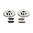 KOE2373 Front Brake Disc and Pad Kit, Natural Finish, Plain Surface, 5 Lugs, 294 mm, Ceramic, OE Replacement