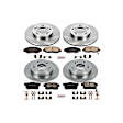 KOE2385 4-Wheel Set Front and Rear OE Stock Replacement Low-Dust Ceramic Brake Pad and Rotor Kit - Fits Sedan and Coupe