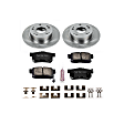 KOE2391 Rear Brake Disc and Pad Kit, Natural Finish, Plain Surface, 5 Lugs, 259.8 mm, Ceramic, OE Replacement