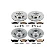 4-Wheel Set Power Stop&reg; KOE2721 Front and Rear OE Stock Replacement Low-Dust Ceramic Brake Pad and Rotor Kit