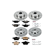 KOE2808 4-Wheel Set Front and Rear OE Stock Replacement Low-Dust Ceramic Brake Pad and Rotor Kit, With 288mm Front Rotor