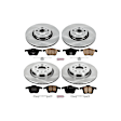 KOE2835 4-Wheel Set Front and Rear OE Stock Replacement Low-Dust Ceramic Brake Pad and Rotor Kit, With 316mm Front Rotor