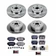 KOE2842 Front and Rear Brake Disc and Pad Kit, Natural Finish, Plain Surface, 5 Lugs, 275 mm, Ceramic, Z17 OE Replacement