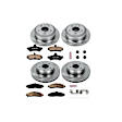 4-Wheel Set Power Stop&reg; KOE2893 Front and Rear OE Stock Replacement Low-Dust Ceramic Brake Pad and Rotor Kit