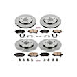 4-Wheel Set Power Stop&reg; KOE4015 Front and Rear OE Stock Replacement Low-Dust Ceramic Brake Pad and Rotor Kit