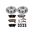 KOE408 Rear Brake Disc and Pad Kit, Natural Finish, Plain Surface, 4 Lugs, 239 mm, Ceramic, OE Replacement