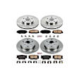 KOE4099 4-Wheel Set Front and Rear Brake Disc and Pad Kit, 5 Lugs, Ceramic, Z17 OE Replacement