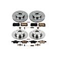 KOE4513 4-Wheel Set Front and Rear Brake Disc and Pad Kit, Plain Surface, 5 Lugs, Ceramic, For Models with Solid Rear Rotors, Z17 OE Replacement