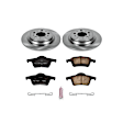 KOE5194 Rear Brake Disc and Pad Kit, Natural Finish, Plain Surface, 5 Lugs, 288 mm, Ceramic, Z17 OE Replacement