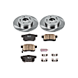 KOE5368 Rear Brake Disc and Pad Kit, Natural Finish, Plain Surface, 5 Lugs, 281.6 mm, Ceramic, OE Replacement