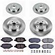 KOE5452 4-Wheel Set Front and Rear Brake Disc and Pad Kit, Plain Surface, 5 Lugs, Ceramic, OE Replacement