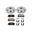 KOE5839 Rear Brake Disc and Pad Kit, Natural Finish, Plain Surface, 5 Lugs, 334 mm, Ceramic, Z17 OE Replacement