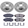 KOE5894 Front Brake Disc and Pad Kit, Natural Finish, Plain Surface, 4 Lugs, 256 mm, Ceramic, OE Replacement