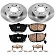 KOE5905 Rear Brake Disc and Pad Kit, Natural Finish, Plain Surface, 4 Lugs, 257.9 mm, Ceramic, Z17 OE Replacement