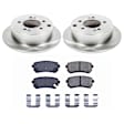 KOE5915 Rear Brake Disc and Pad Kit, Natural Finish, Plain Surface, 5 Lugs, 262 mm, Ceramic, OE Replacement