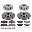 KOE5923 Front and Rear Brake Disc and Pad Kit, Natural Finish, Plain Surface, 5 Lugs, 314 mm, Ceramic, Z17 OE Replacement