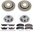 KOE5973 4-Wheel Set Front and Rear OE Stock Replacement Low-Dust Ceramic Brake Pad and Rotor Kit, 7 Lug Models