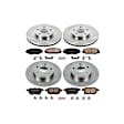 KOE6076 4-Wheel Set Front and Rear Brake Disc and Pad Kit, Plain Surface, 5 Lugs, Ceramic, Z17 OE Replacement