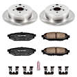 KOE6107 Rear Brake Disc and Pad Kit, Plain Surface, 5 Lugs, Ceramic, OE Replacement Series