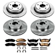 KOE6273 4-Wheel Set Front and Rear Brake Disc and Pad Kit, Plain Surface, 5 Lugs, Ceramic, Four Wheel Drive, Z17 OE Replacement Series