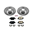 KOE6292 Rear Brake Disc and Pad Kit, Natural Finish, Plain Surface, 4 Lugs, 240.5 mm, Ceramic, OE Replacement