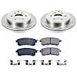 KOE6323 Rear Brake Disc and Pad Kit, Natural Finish, Plain Surface, 6 Lugs, 349.9 mm, Ceramic, Z17 OE Replacement