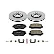 KOE6372 Front Brake Disc and Pad Kit, Natural Finish, Plain Surface, 5 Lugs, 305 mm, Ceramic, OE Replacement