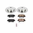 KOE6507 Rear Brake Disc and Pad Kit, Natural Finish, Plain Surface, 4 Lugs, 262 mm, Ceramic, OE Replacement