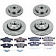KOE6537 4-Wheel Set Front and Rear OE Stock Replacement Low-Dust Ceramic Brake Pad and Rotor Kit, With Vented Rear Rotor