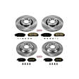 KOE6541 4-Wheel Set Front and Rear Brake Disc and Pad Kit, Plain Surface, 5 Lugs, Ceramic, For Models with 2-Piston Front Calipers, OE Replacement Series