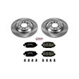 KOE6542 Rear Brake Disc and Pad Kit, Plain Surface, 5 Lugs, Ceramic, For Models with 2-Piston Front Calipers, OE Replacement Series