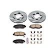 KOE697 Front Brake Disc and Pad Kit, Natural Finish, Plain Surface, 4 Lugs, 260 mm, Ceramic, OE Replacement