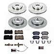 KOE7096 Front and Rear Brake Disc and Pad Kit, Natural Finish, Plain Surface, 5 Lugs, 300 mm, Ceramic, Z17 OE Replacement