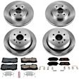 4-Wheel Set Power Stop&reg; KOE7228 Front and Rear OE Stock Replacement Low-Dust Ceramic Brake Pad and Rotor Kit